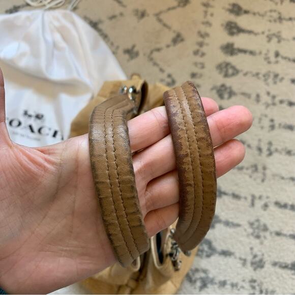 Coach Light Tan Leather Snake Print Shoulder Hobo Bag - Picture 8 of 14